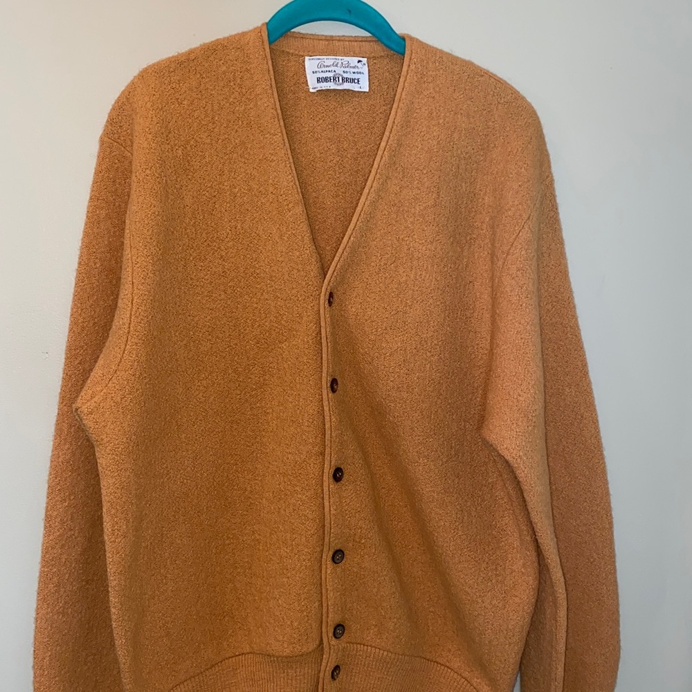Arnold Palmer VTG Robert Bruce Men's Mustard Gold Grandpa ‘60’s Sweater Size L